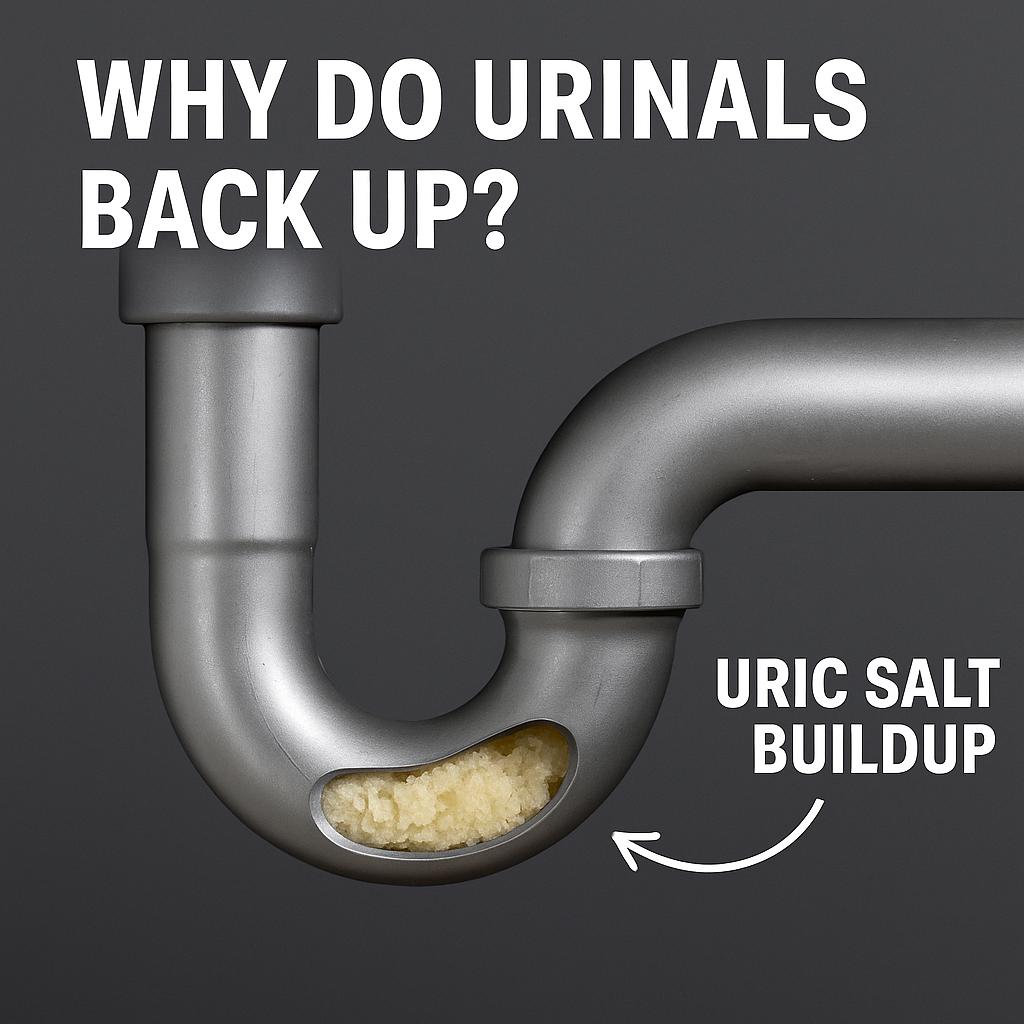 Why do urinals back up? The Answer is uric sale buildup