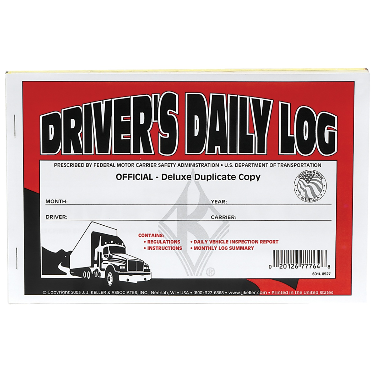 JJ Keller 601L Driver’s Daily Log Book W/ Simplified DVIR & Recap