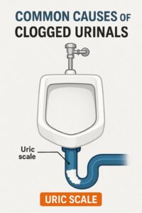 urinal with uric salt build up javelin urinal treatment
